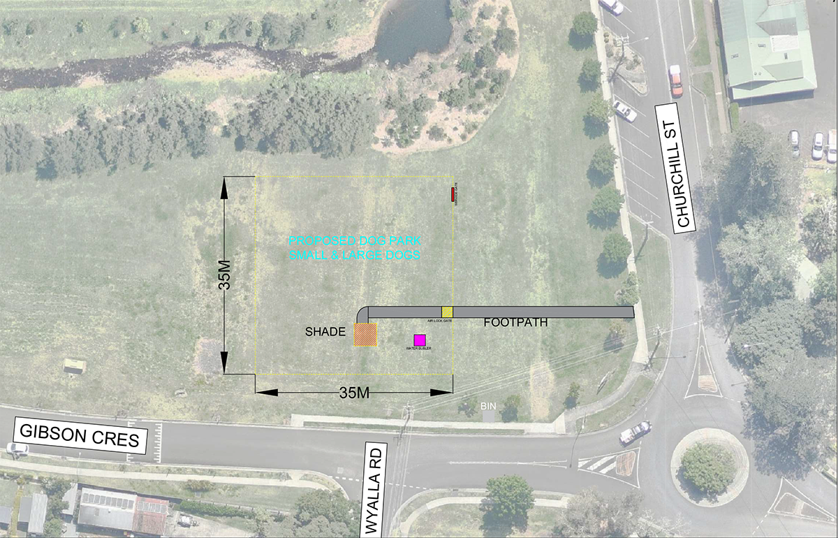 An illustrated map of Jamberoo Dog Park