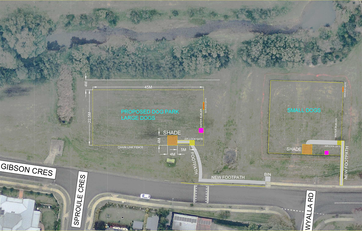 An illustrated map of Jamberoo Dog Park