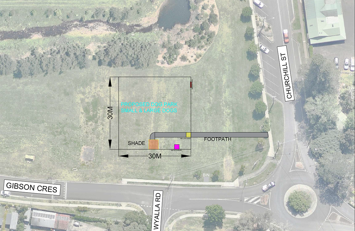 An illustrated map of Jamberoo Dog Park