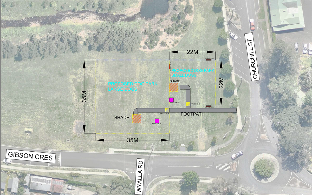 An illustrated map of Jamberoo Dog Park