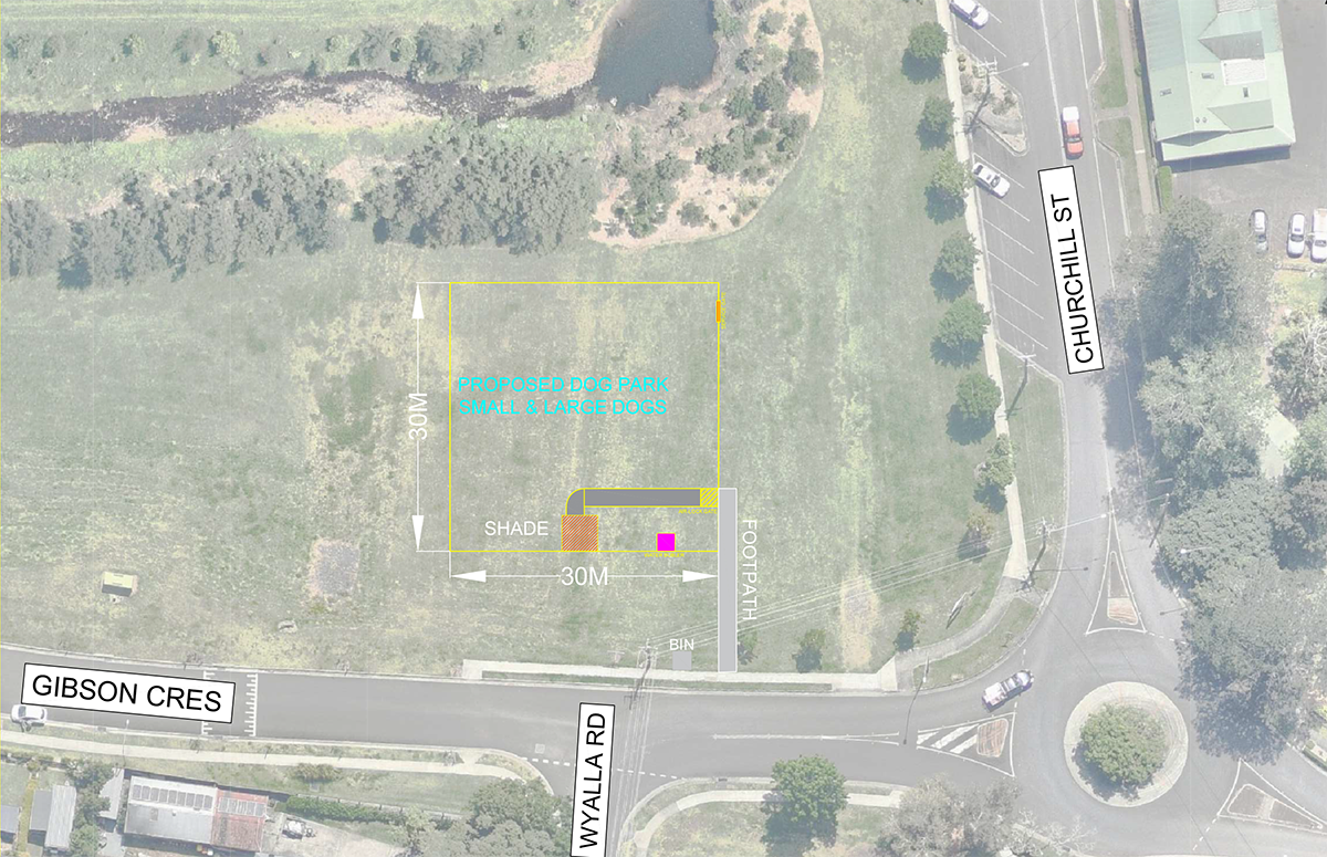 An illustrated map of Jamberoo Dog Park
