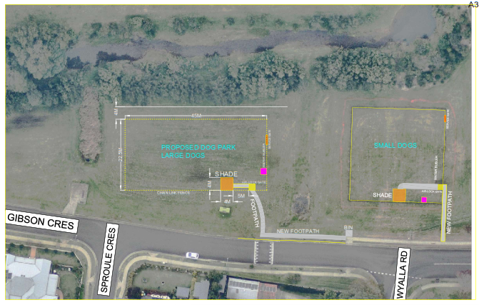 An illustrated map of Jamberoo Dog Park